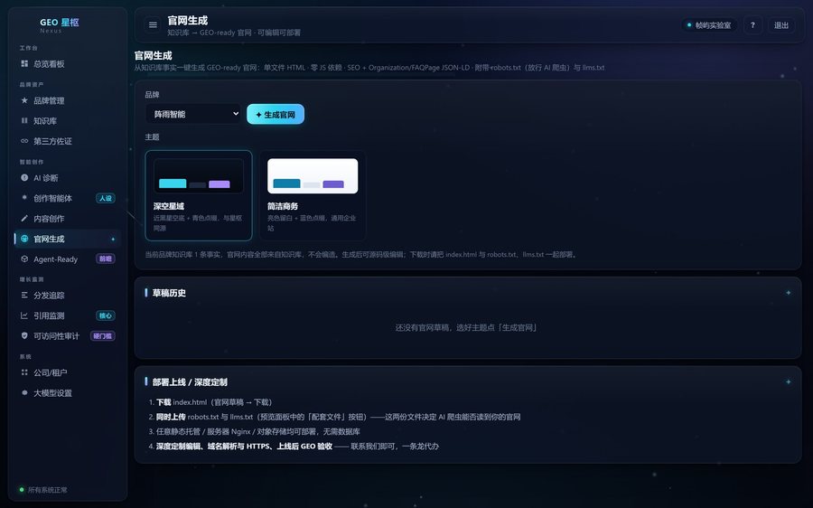 GEO 星枢 官网生成